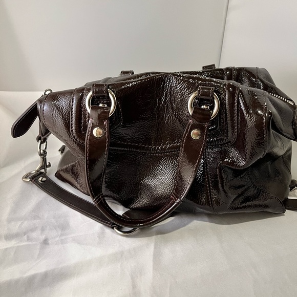 Like new, lightly used Coach Ashley Patent Mahogany Satchel F20460 - Picture 5 of 6